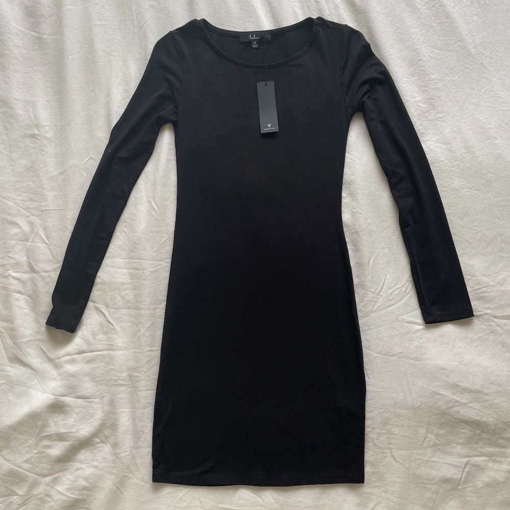 Lulu's Black Long-Sleeve Mini Dress